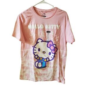 Hello Kitty Chibbi T Shirt Sz M Pink Tye Dye Pastel Short Sleeve Graphic Tee New